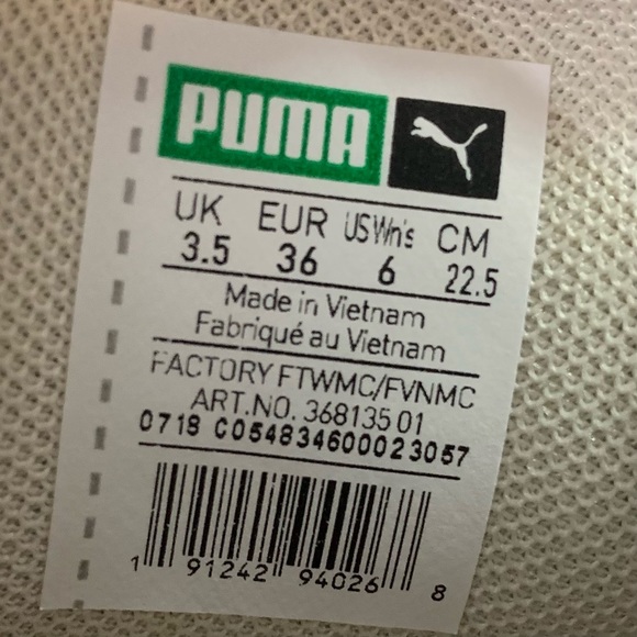 NEW! Youth Kid's PUMA California Exotic WHISPER WHITE Low Top LEATHER SNEAKERS - Picture 6 of 6